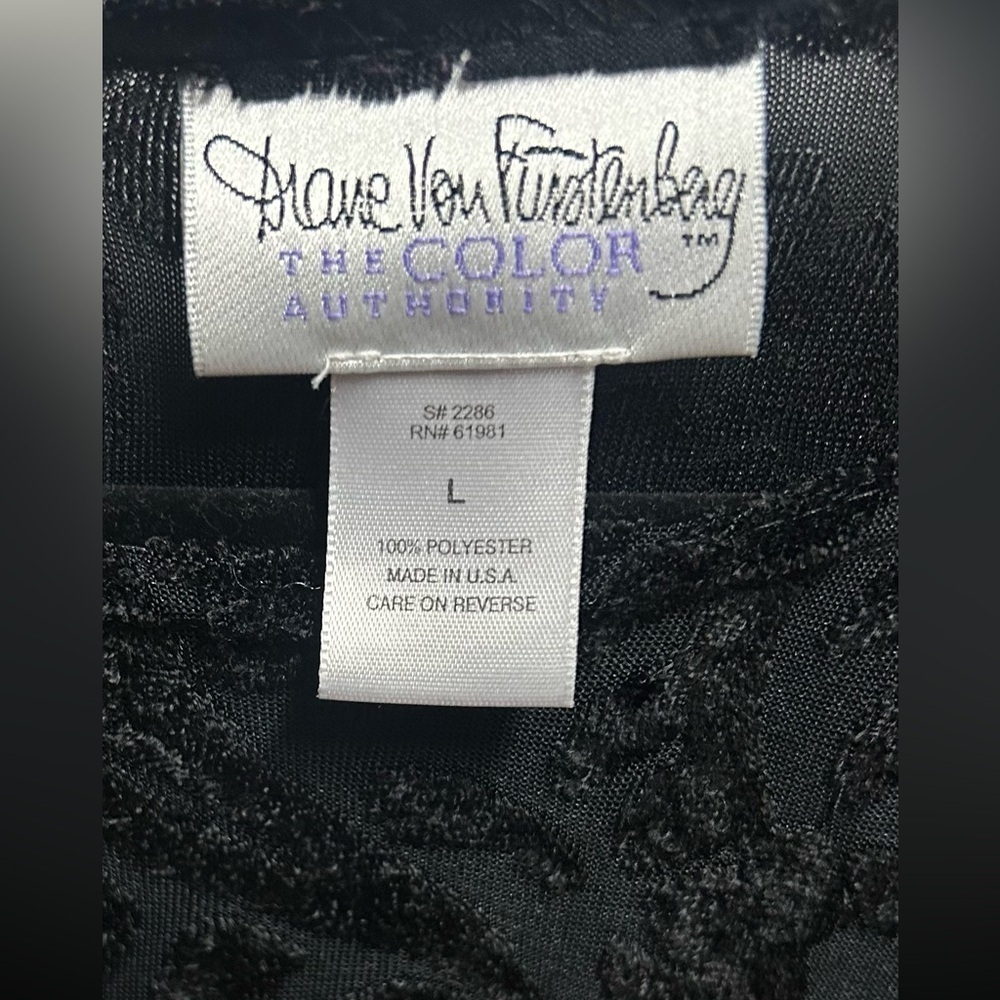 Diane Von Furstenberg The Color Authority Black Velvet Burnout Maxi Dress Size L - Picture 8 of 8